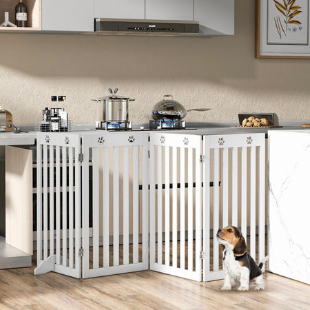 Auction Deal -White Freestanding Folding Pet Gate with 360-Degree Rotation