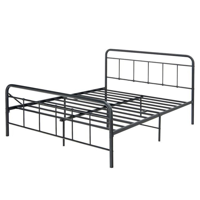 Rustic Industrial Black Metal Bed Frame with Storage Underneath