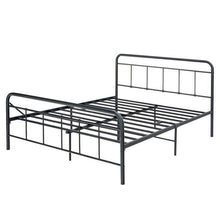 Load image into Gallery viewer, Rustic Industrial Black Metal Bed Frame with Storage Underneath
