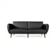 Living Room 3-Seater Black PU Leather Sofa with Adjustable Backrest