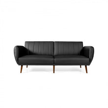 Charger l&#39;image dans la galerie, Living Room 3-Seater Black PU Leather Sofa with Adjustable Backrest
