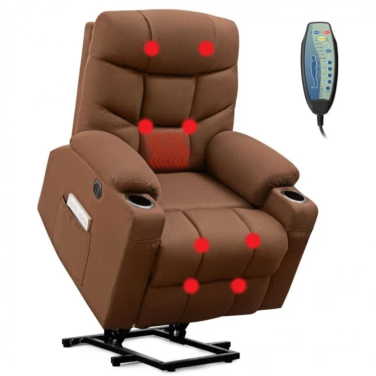 Electric Lift Recliner Massage Chair with USB and Cup Holders for Home Use