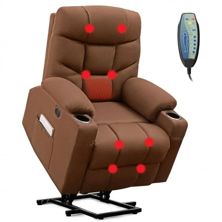 Electric Lift Recliner Massage Chair with USB and Cup Holders for Home Use