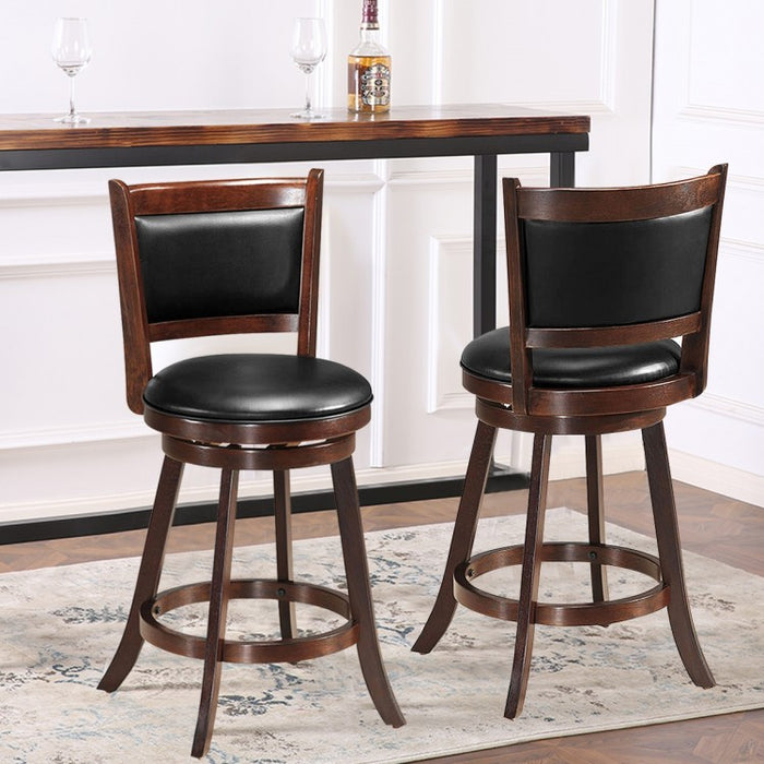 Costway Swivel Dining Chair Set of 2 - Bar Stools with Padded Backrest and Seat Cushion, Suitable for Restaurant, Bar, and Cafe