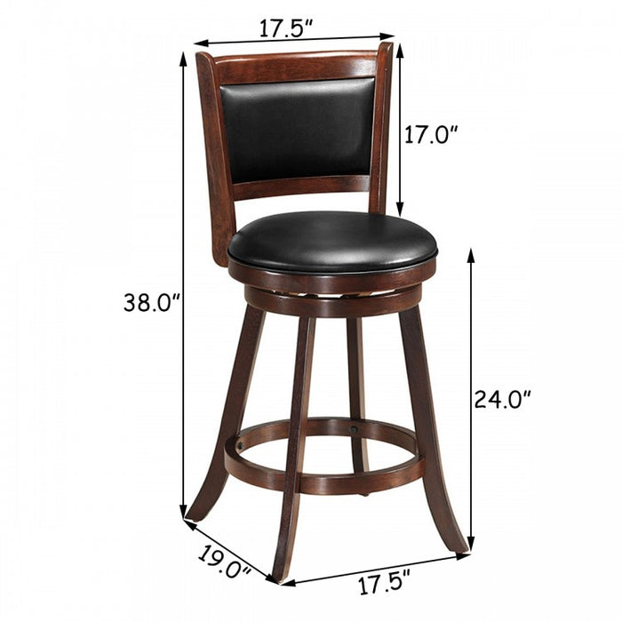 Costway Swivel Dining Chair Set of 2 - Bar Stools with Padded Backrest and Seat Cushion, Suitable for Restaurant, Bar, and Cafe