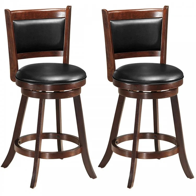 Costway Swivel Dining Chair Set of 2 - Bar Stools with Padded Backrest and Seat Cushion, Suitable for Restaurant, Bar, and Cafe