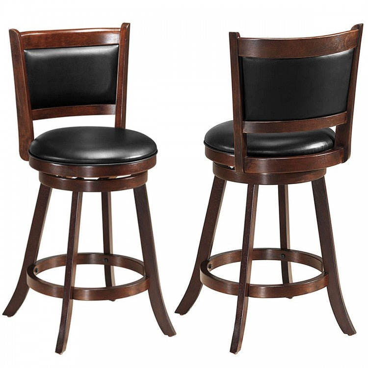 Costway Swivel Dining Chair Set of 2 - Bar Stools with Padded Backrest and Seat Cushion, Suitable for Restaurant, Bar, and Cafe