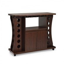 Load image into Gallery viewer, Costway Vintage Home Bar Cabinet Storage Cabinet with Wine Glass Rack and Casters - Suitable for Restaurant and Bar
