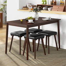 Load image into Gallery viewer, Mid-Century Vintage Dining Room Table Sets - 5-Piece Set with Built-in Rectangular Table and 4 Upholstered Stools - Suitable for Kitchen and Restaurant
