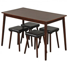 Load image into Gallery viewer, Mid-Century Vintage Dining Room Table Sets - 5-Piece Set with Built-in Rectangular Table and 4 Upholstered Stools - Suitable for Kitchen and Restaurant
