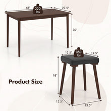 Load image into Gallery viewer, Mid-Century Vintage Dining Room Table Sets - 5-Piece Set with Built-in Rectangular Table and 4 Upholstered Stools - Suitable for Kitchen and Restaurant
