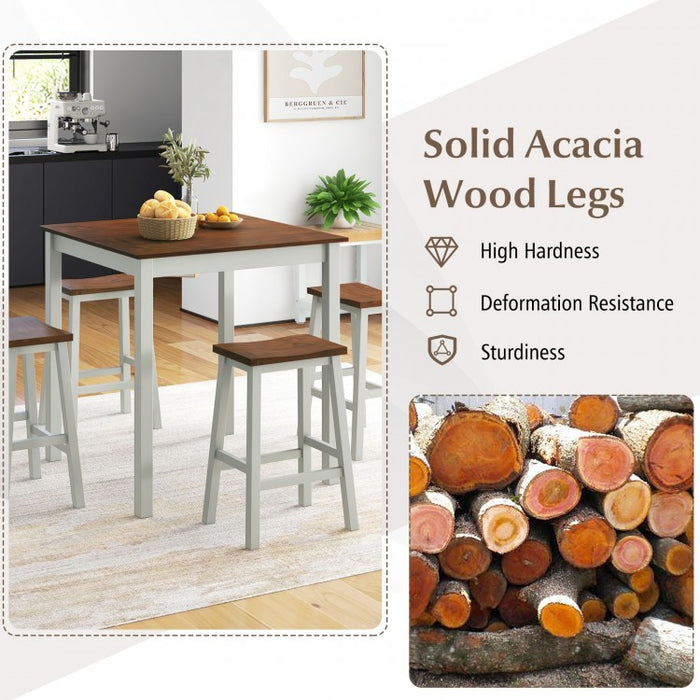 Modern Minimalist Small Dining Room Sets - 5-Piece Set with 4 Saddle Stools - Suitable for Kitchen and Restaurant