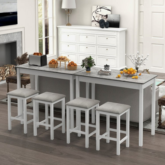 Modern Dining Room Table Sets - 3-Piece Set with Built-in Rectangular Table and Bar Stools - Suitable for Kitchen and Restaurant