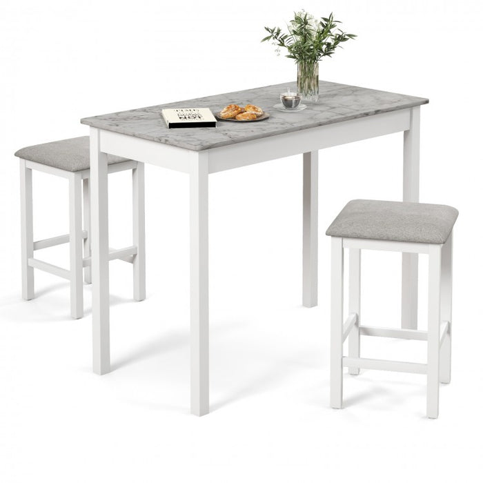 Modern Dining Room Table Sets - 3-Piece Set with Built-in Rectangular Table and Bar Stools - Suitable for Kitchen and Restaurant