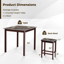 Load image into Gallery viewer, Vintage Small Dining Room Sets with Table and 4 Padded Bar Stools - Suitable for Restaurant and Bistro
