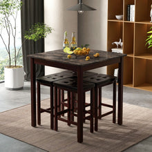 Load image into Gallery viewer, Vintage Small Dining Room Sets with Table and 4 Padded Bar Stools - Suitable for Restaurant and Bistro
