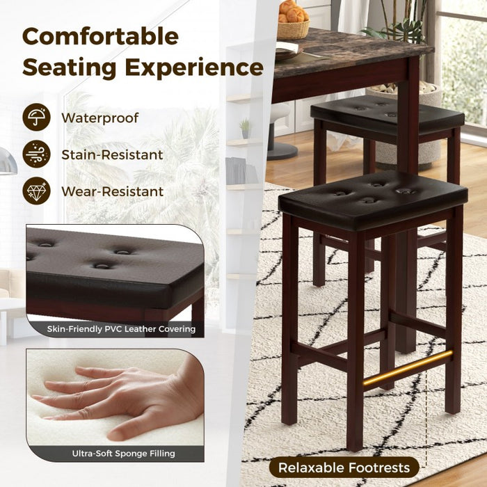 Vintage Small Dining Room Sets with Table and 4 Padded Bar Stools - Suitable for Restaurant and Bistro