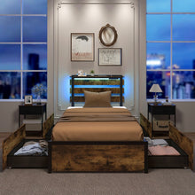 Load image into Gallery viewer, Industrial Style Metal Bed Frame with Drawers USB Ports and LED Lights
