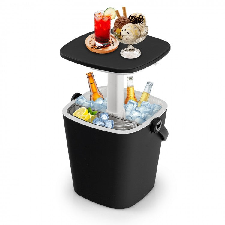3-in-1 Portable Camping Cooler Bar Table with Adjustable Height