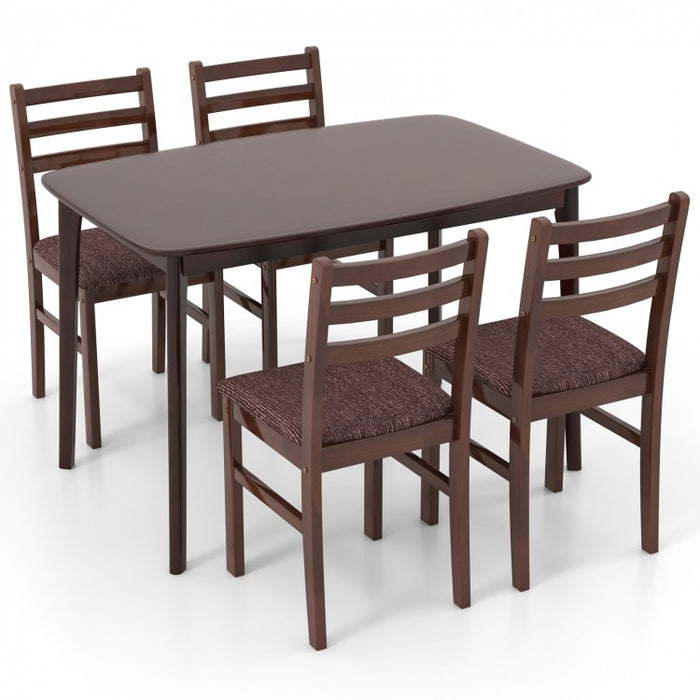 Mid-Century Vintage Dining Room Table and Bench Set - 5-Piece Set with Upholstered Seats - Suitable for Kitchen and Restaurant