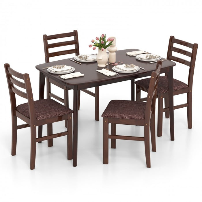 Mid-Century Vintage Dining Room Table and Bench Set - 5-Piece Set with Upholstered Seats - Suitable for Kitchen and Restaurant