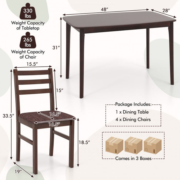 Mid-Century Vintage Dining Room Table and Bench Set - 5-Piece Set with Upholstered Seats - Suitable for Kitchen and Restaurant