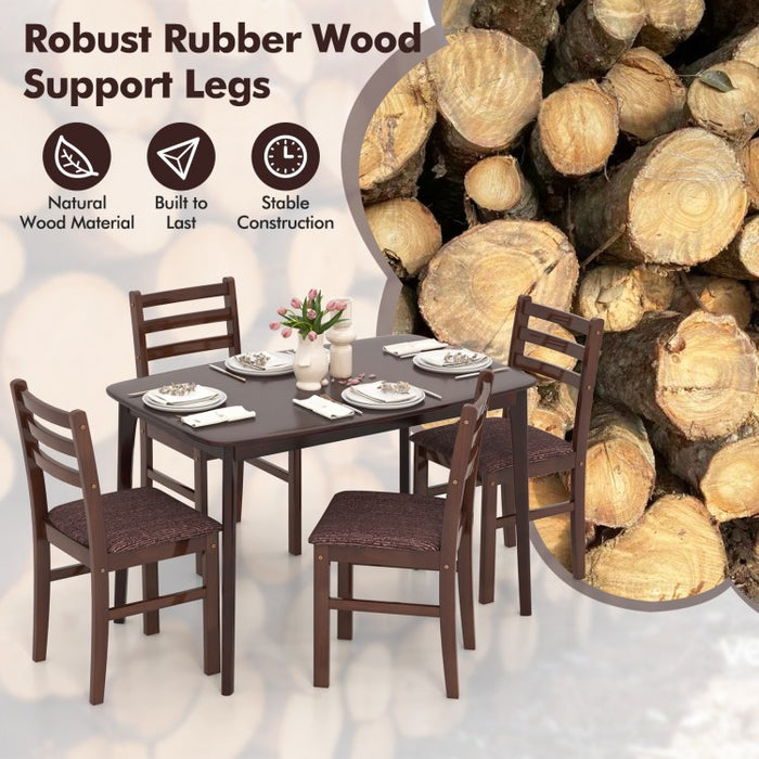 Mid-Century Vintage Dining Room Table and Bench Set - 5-Piece Set with Upholstered Seats - Suitable for Kitchen and Restaurant