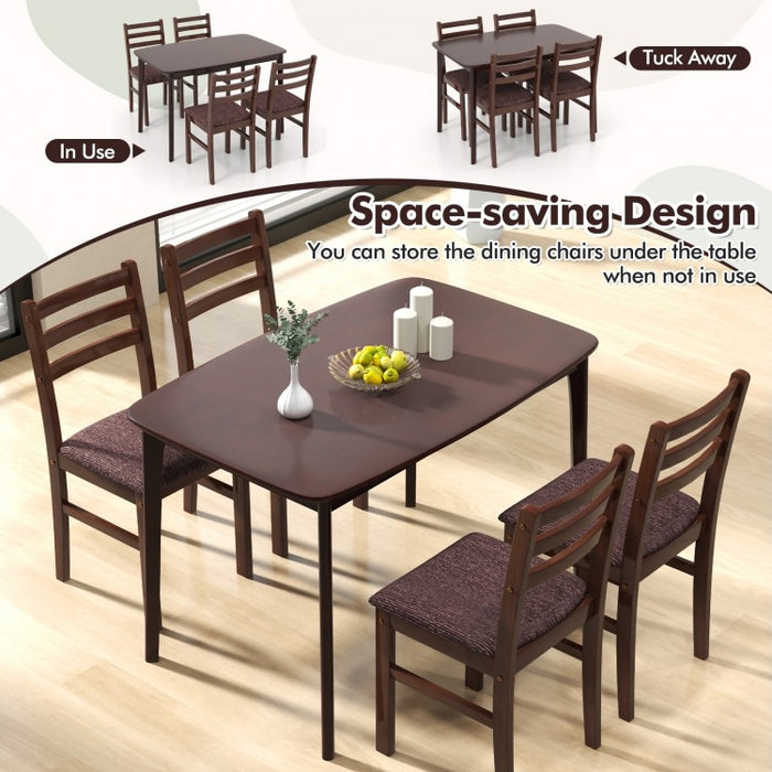 Mid-Century Vintage Dining Room Table and Bench Set - 5-Piece Set with Upholstered Seats - Suitable for Kitchen and Restaurant