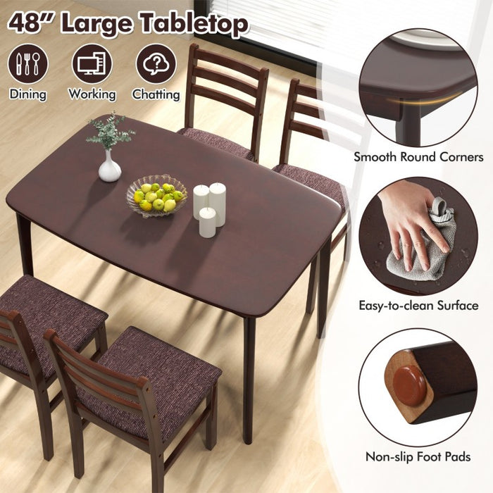 Mid-Century Vintage Dining Room Table and Bench Set - 5-Piece Set with Upholstered Seats - Suitable for Kitchen and Restaurant