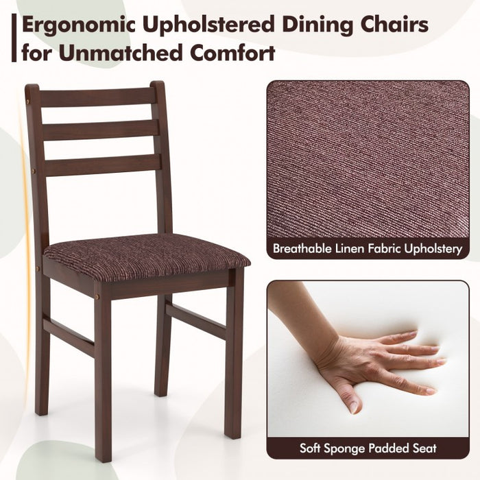 Mid-Century Vintage Dining Room Table and Bench Set - 5-Piece Set with Upholstered Seats - Suitable for Kitchen and Restaurant