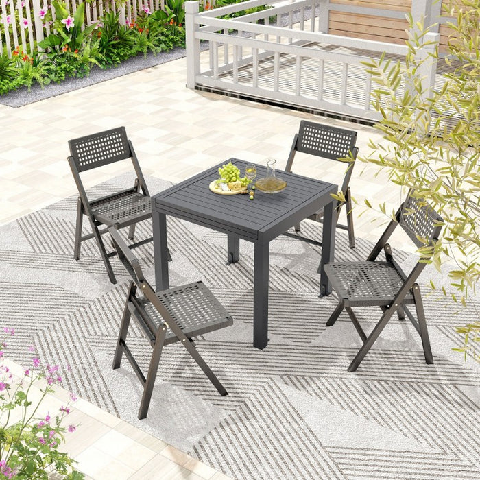 Outdoor Gray Expandable Dining Table - Seats Up to 6 People - Suitable for Patio, Backyard, and Poolside