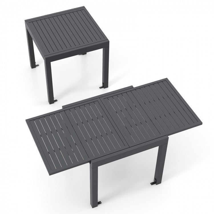 Outdoor Gray Expandable Dining Table - Seats Up to 6 People - Suitable for Patio, Backyard, and Poolside