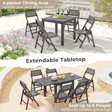 Charger l&#39;image dans la galerie, Outdoor Gray Expandable Dining Table - Seats Up to 6 People - Suitable for Patio, Backyard, and Poolside
