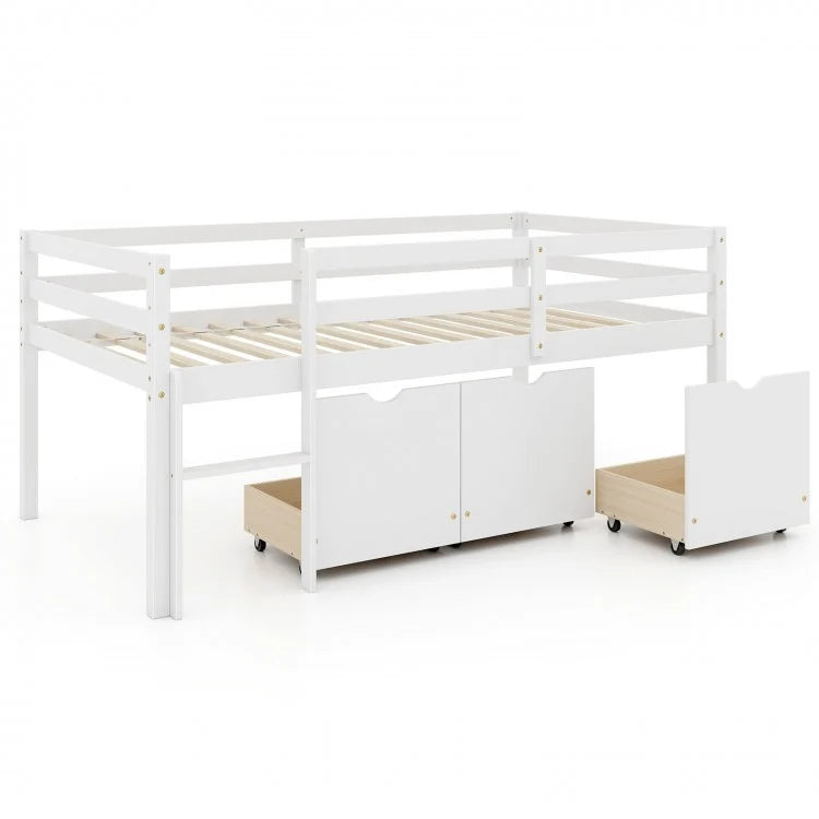 Costway Furniture:Multifunctional Loft Bed with Drawers and Ladder