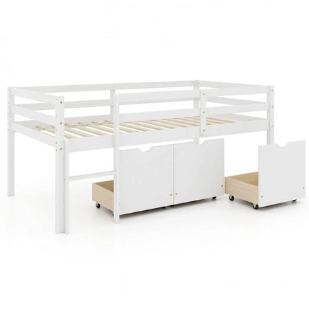 Costway Furniture:Multifunctional Loft Bed with Drawers and Ladder