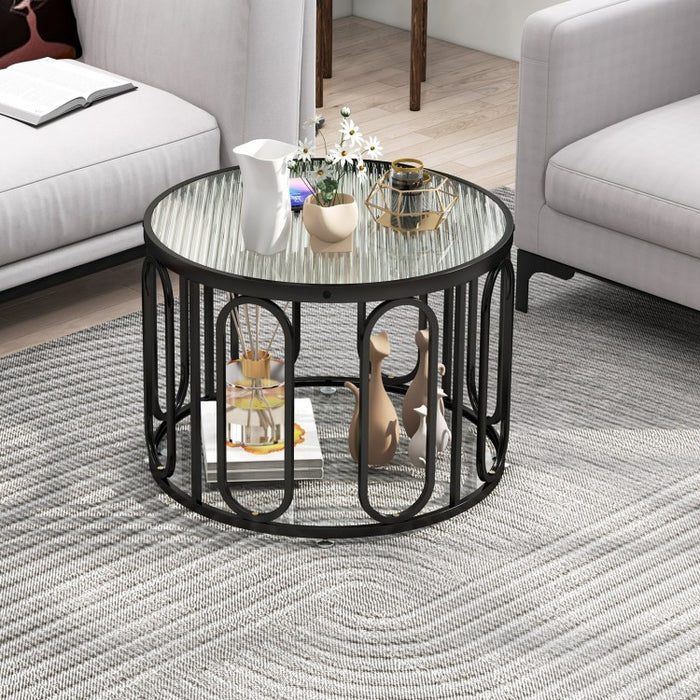 Costway Modern Round Dining Table and Coffee Table - Suitable for Living Room and Cafe