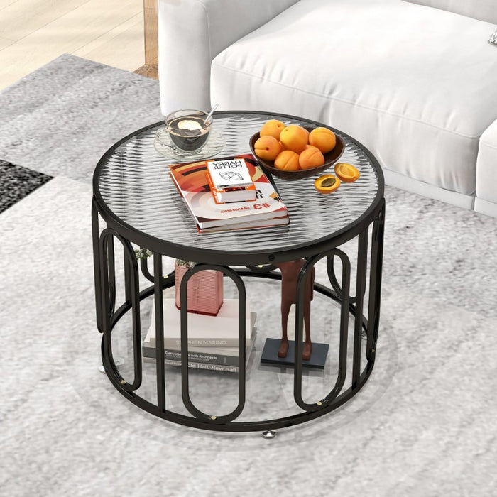 Costway Modern Round Dining Table and Coffee Table - Suitable for Living Room and Cafe