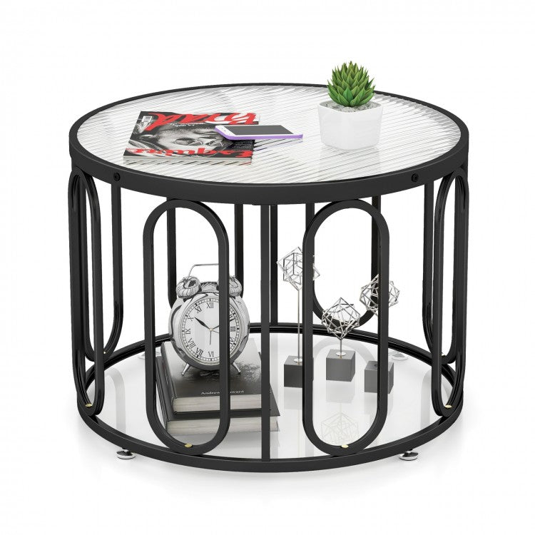 Costway Modern Round Dining Table and Coffee Table - Suitable for Living Room and Cafe