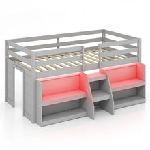 Charger l&#39;image dans la galerie, Costway Furniture:Bedroom Loft Bed with LED Lights for Two People
