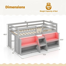 Charger l&#39;image dans la galerie, Costway Furniture:Bedroom Loft Bed with LED Lights for Two People
