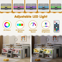 Charger l&#39;image dans la galerie, Costway Furniture:Bedroom Loft Bed with LED Lights for Two People
