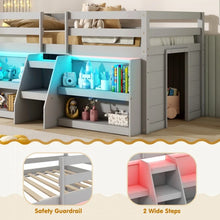 Charger l&#39;image dans la galerie, Costway Furniture:Bedroom Loft Bed with LED Lights for Two People
