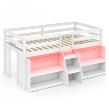 Charger l&#39;image dans la galerie, Costway Furniture:Bedroom Loft Bed with LED Lights for Two People
