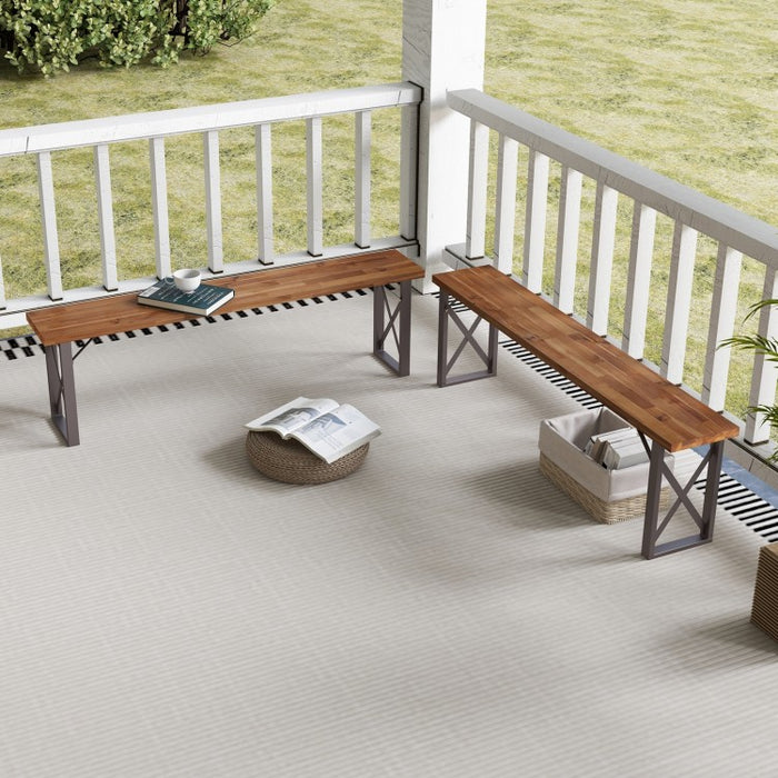 Outdoor Patio Picnic Rectangular Bench Table Chair Furniture Set