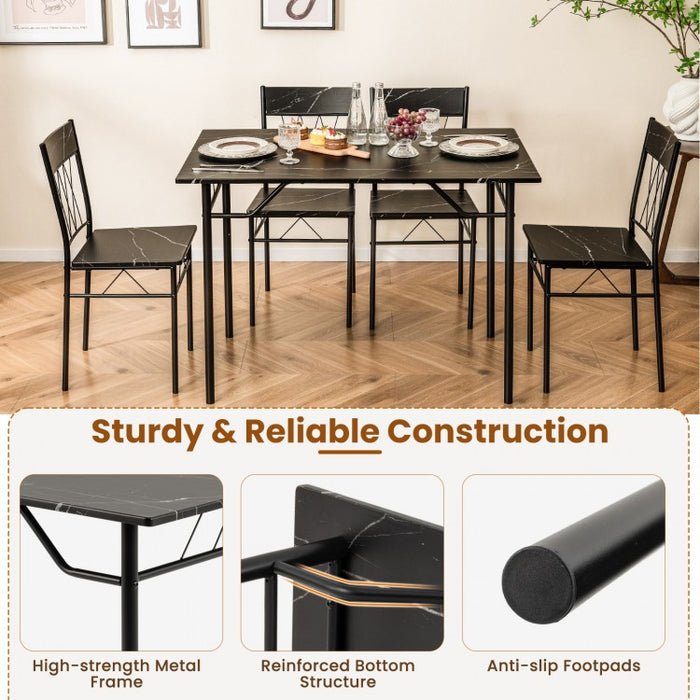Modern Minimalist 5-Piece Dining Room Table and Chairs Set with Long Table and 4 Chairs - Suitable for Kitchen and Restaurant
