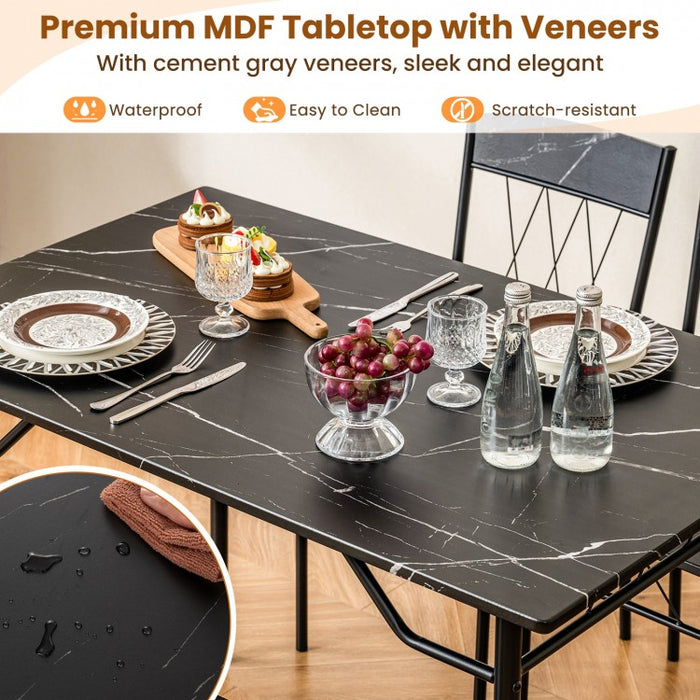 Modern Minimalist 5-Piece Dining Room Table and Chairs Set with Long Table and 4 Chairs - Suitable for Kitchen and Restaurant