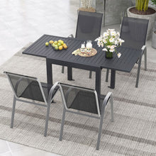Charger l&#39;image dans la galerie, Outdoor Gray Dining Room Table and Chairs Set - 5-Piece Set with Expandable Table - Suitable for Backyard and Patio
