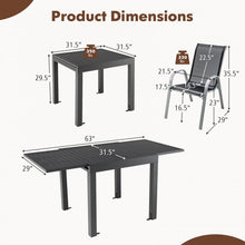 Charger l&#39;image dans la galerie, Outdoor Gray Dining Room Table and Chairs Set - 5-Piece Set with Expandable Table - Suitable for Backyard and Patio
