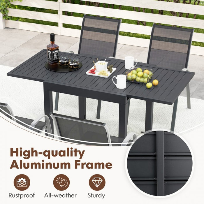 Outdoor Gray Dining Room Table and Chairs Set - 5-Piece Set with Expandable Table - Suitable for Backyard and Patio