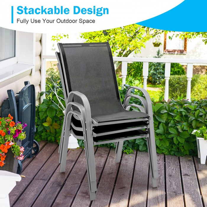 Outdoor Gray Dining Room Table and Chairs Set - 5-Piece Set with Expandable Table - Suitable for Backyard and Patio